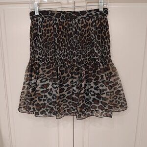 Ice Nine Leopard Print Georgette Mini Skirt -- Size 10